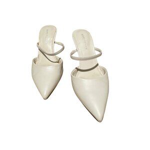 Marc Fisher Womens White Pointed-Toe Slingback Heels 6M Leather Sole Elegant Des